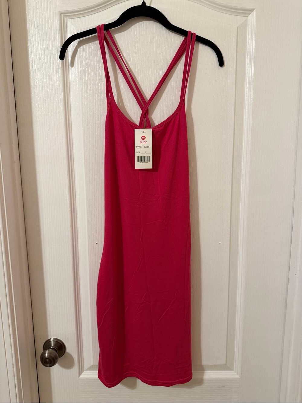 Fuchsia Crisscross Strap Midi Dress